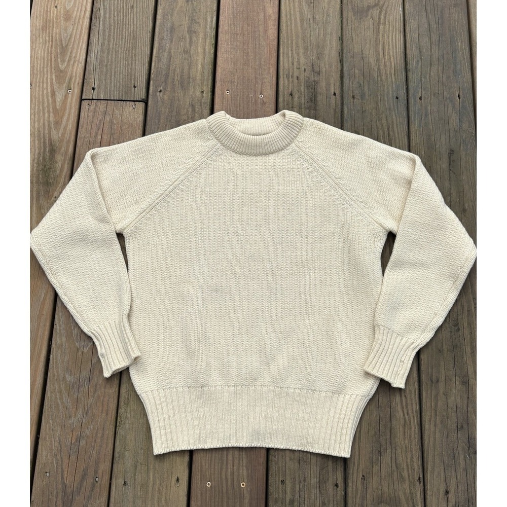 VTG Pendleton Sweater Cream Pure Virgin Wool Fisherman‎ Made in USA Men's XL